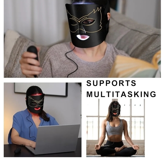 Black and Gold Face Mask Red Light - Picture 3 of 3